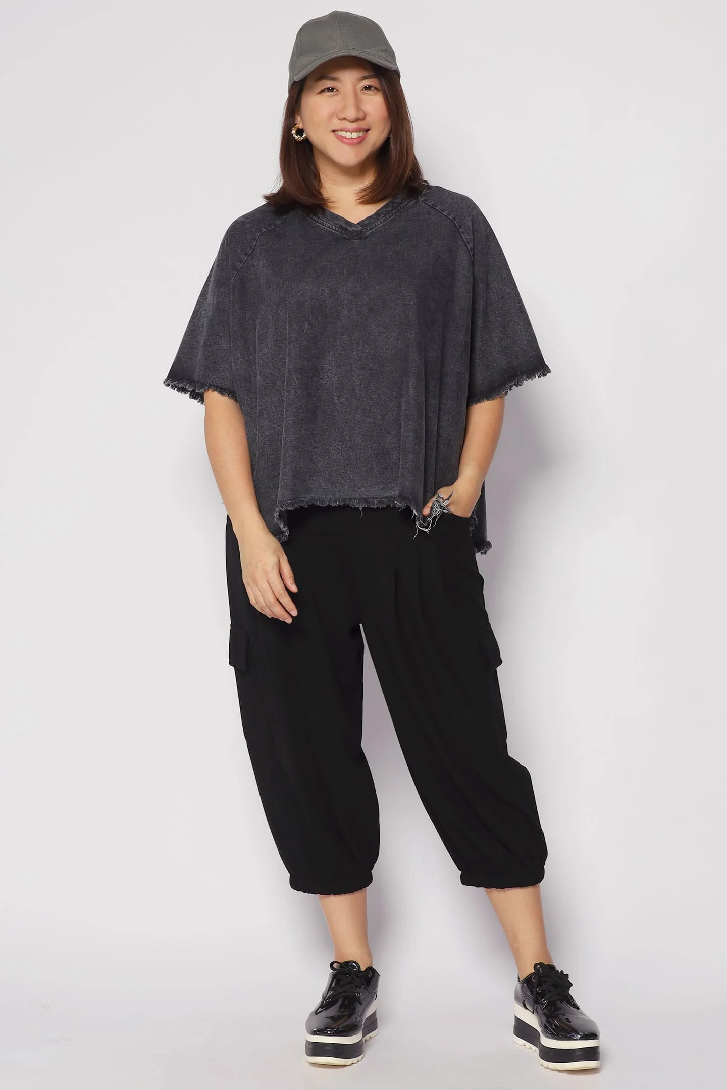 Johan Fringe Top in Black Denim
