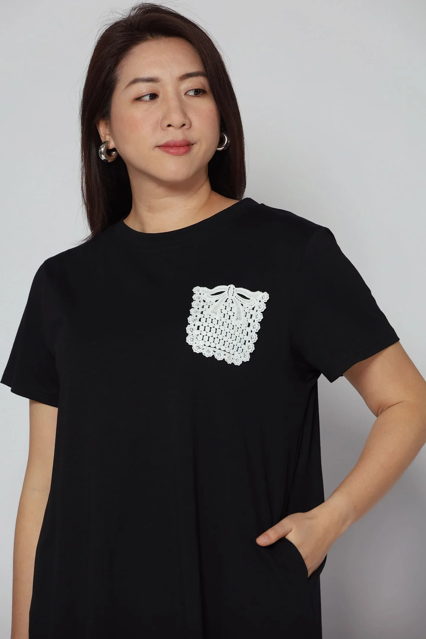 Backorders Louisa Crochet Pocket Dress in Black