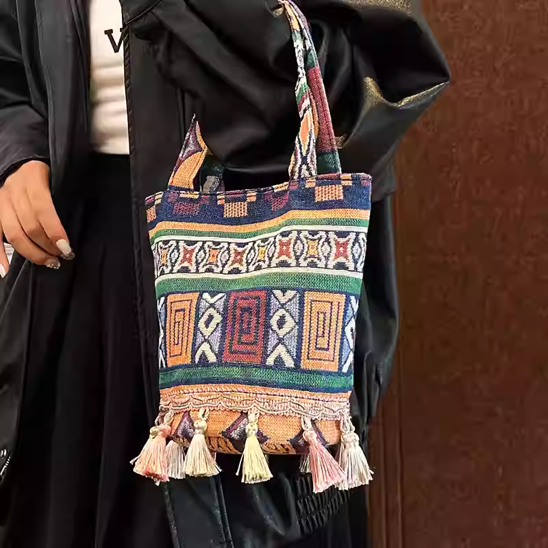 Tibetan Ethnic Patchwork Bag – Colorful Bohemian Shoulder Purse